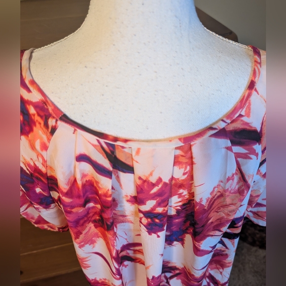 Women's APT. 9 multicolor pink splash blouse SZ 1X - Picture 7 of 12